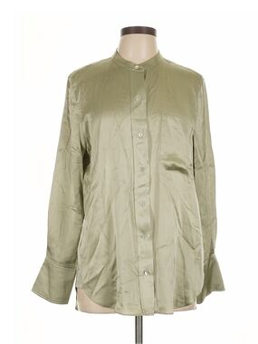 Light Olive Green Silk Button-Up Blouse